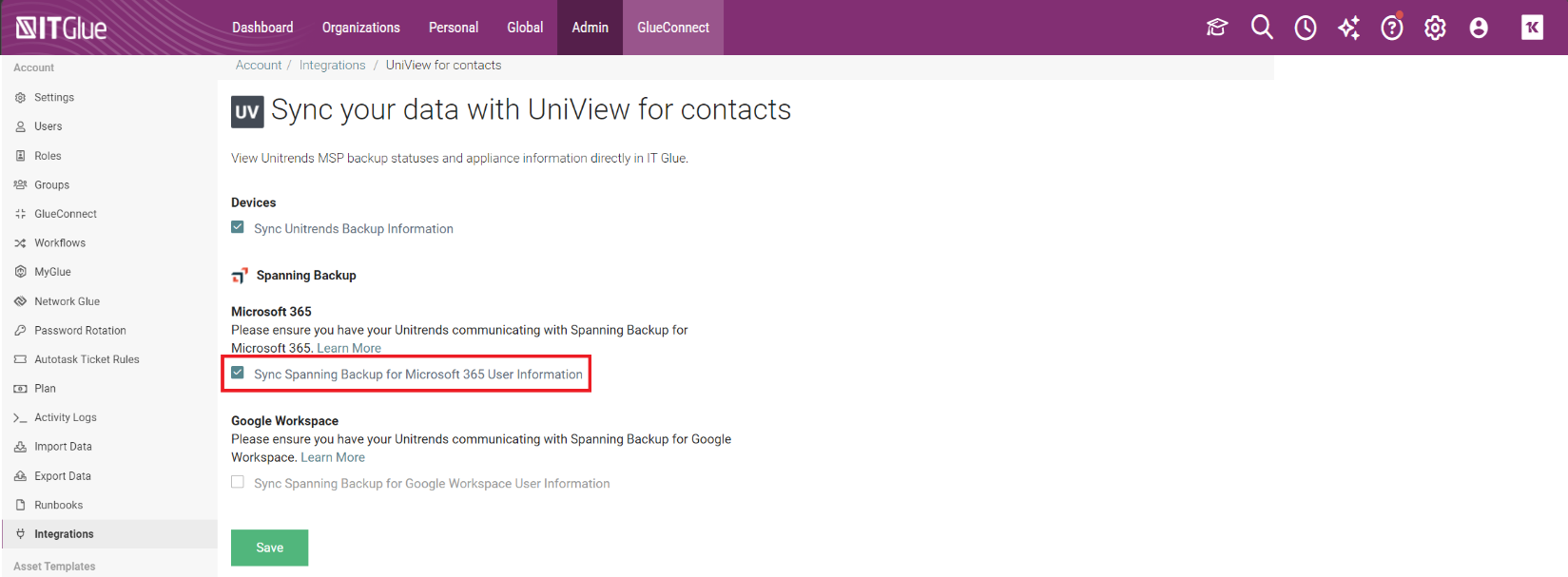 Integrating with Spanning Backup for Microsoft 365