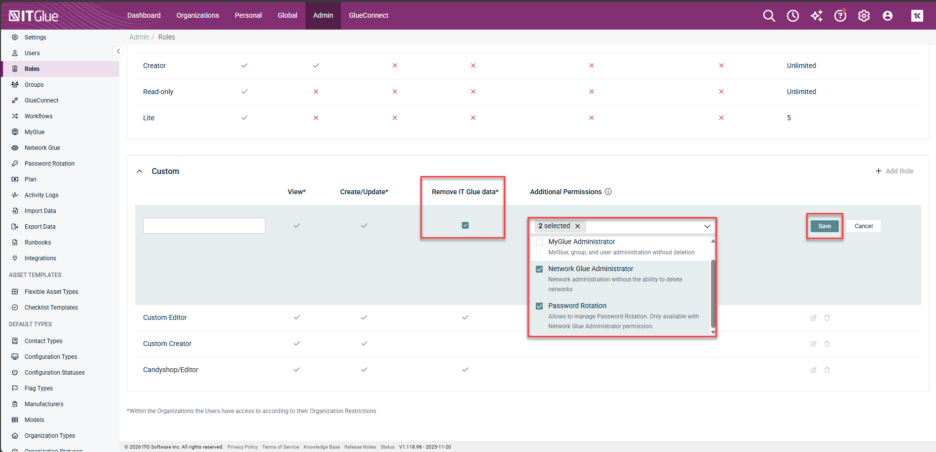 Creating Password Rotation Custom Roles