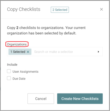 Copying checklists